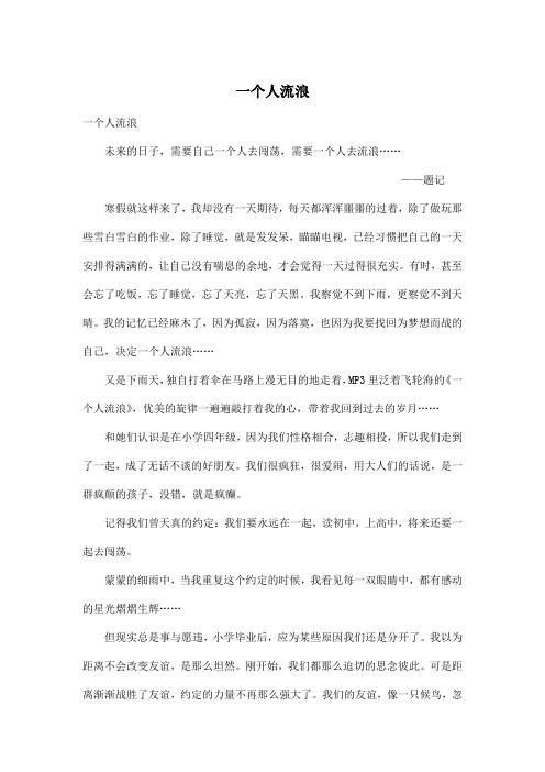一个人流浪_高中高一作文1200字