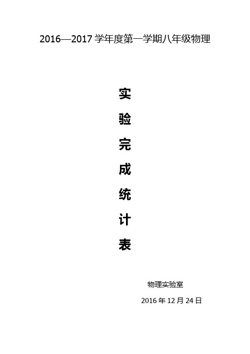 2016—2017学年度第一学期八年级物理实验完成率统计表