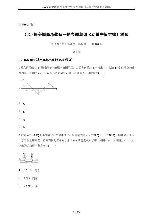 2020届全国高考物理一轮专题集训《动量守恒定律》测试