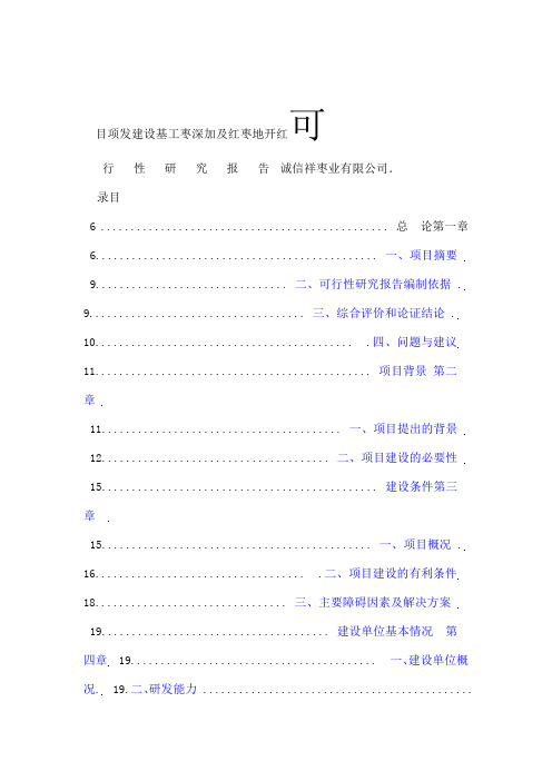 红枣深加工可行性研究报告