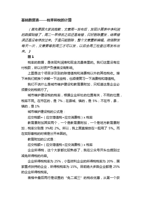 基础数据表——税率和税的计算