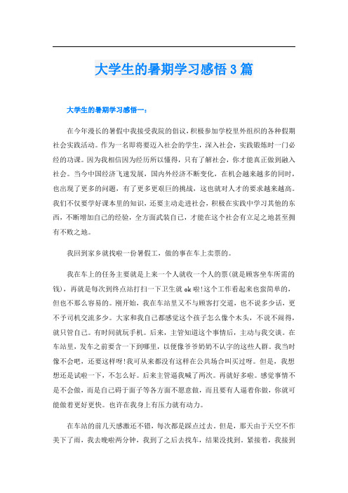 大学生的暑期学习感悟3篇