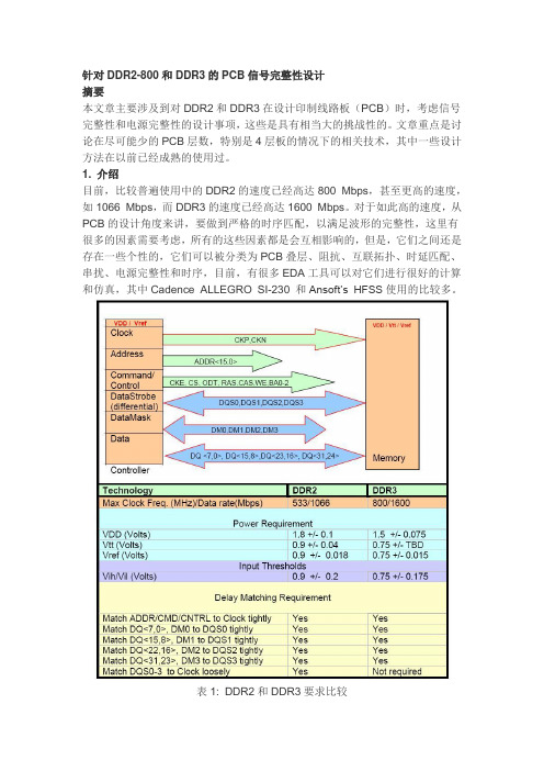 针对DDR2-800和DDR3的PCB信号完整性设计