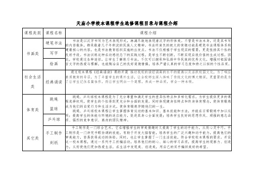 小学校本课程学生选修课程目录与课程介绍