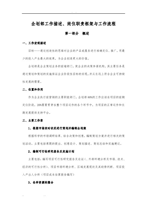 企划部岗位职责框架与工作流程图