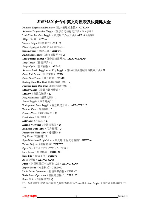 3dsMAX 命令中英文对照表,快捷键大全