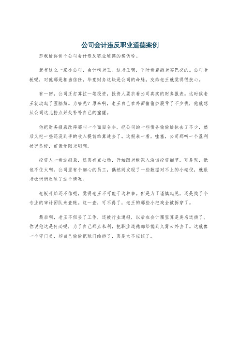 公司会计违反职业道德案例