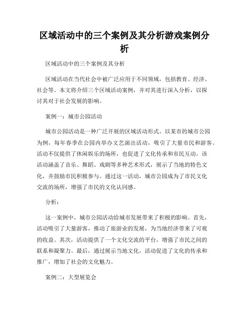 区域活动中的三个案例及其分析游戏案例分析