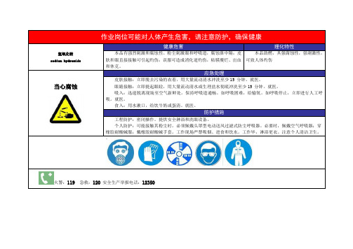 氢氧化钠职业危害警示标识告知卡