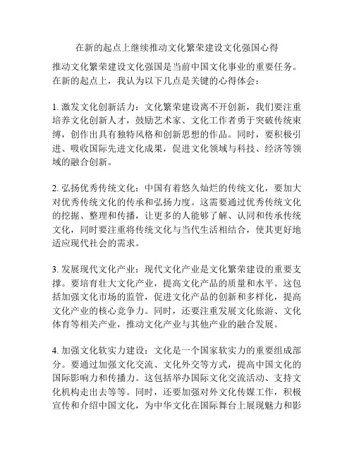 在新的起点上继续推动文化繁荣建设文化强国心得