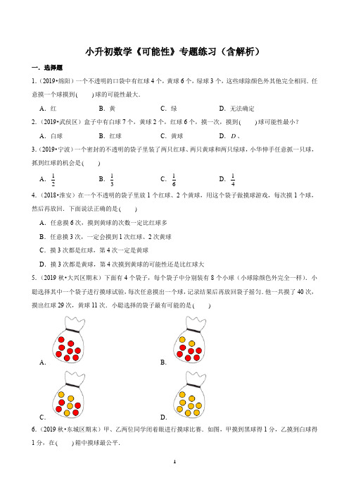 小升初数学《可能性》专题练习(含解析)