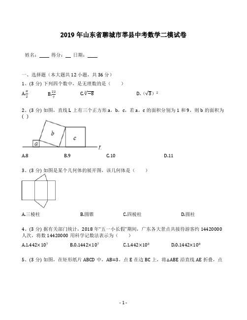 2018-2019学年山东省聊城市莘县中考数学二模试卷(含答案解析)