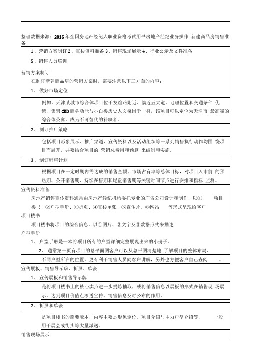 房地产经纪人考试重点摘要房地产经纪业务操作