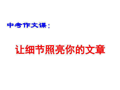 初中作文指导：《让细节照亮你的文章》