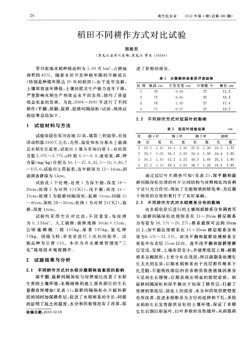 稻田不同耕作方式对比试验