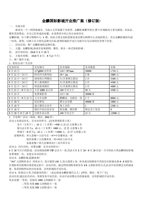 111金麟电影院开业推广方案