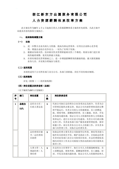 新东方人力资源薪酬体系改革方案