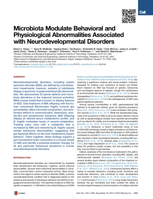 Microbiota Modulate Behaviora