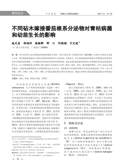 不同砧木嫁接番茄根系分泌物对青枯病菌和幼苗生长的影响