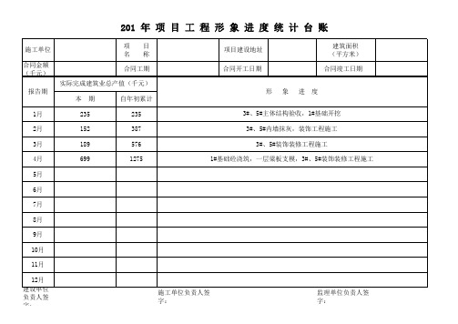 单个项目月度形象进度统计台账