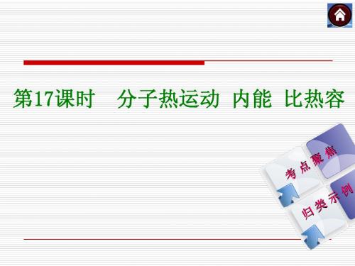 物理中考总复习课件(考点聚焦+归类示例)：第17课时 分子热运动+内能+比热容(共30张PPT)