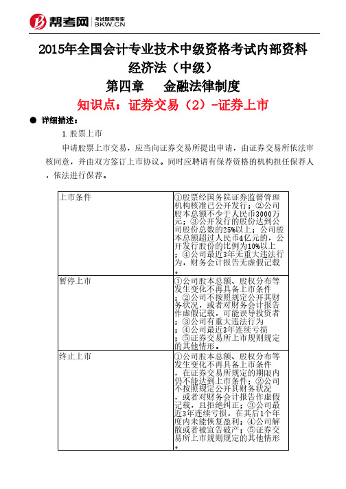 第四章金融法律制度-证券交易(2)-证券上市