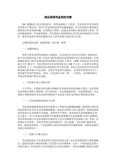 浅议我国罚金刑的完善