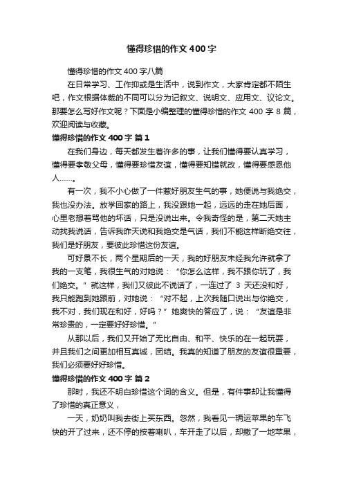 懂得珍惜的作文400字八篇