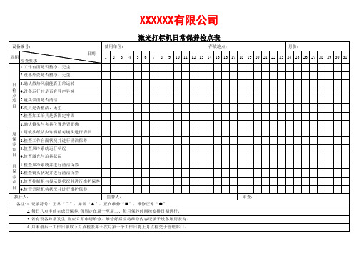 激光打标机检点表