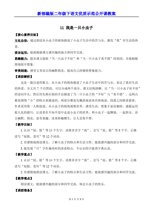 新部编版二年级下语文11《我是一只小虫子》优质示范公开课教案