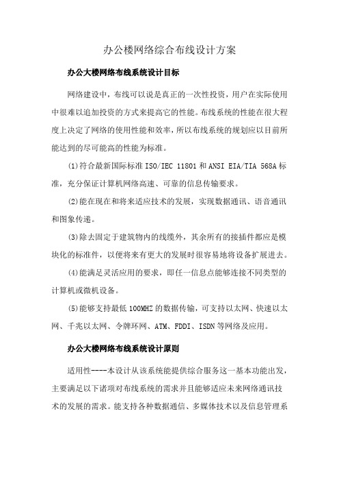 办公楼网络综合布线设计方案