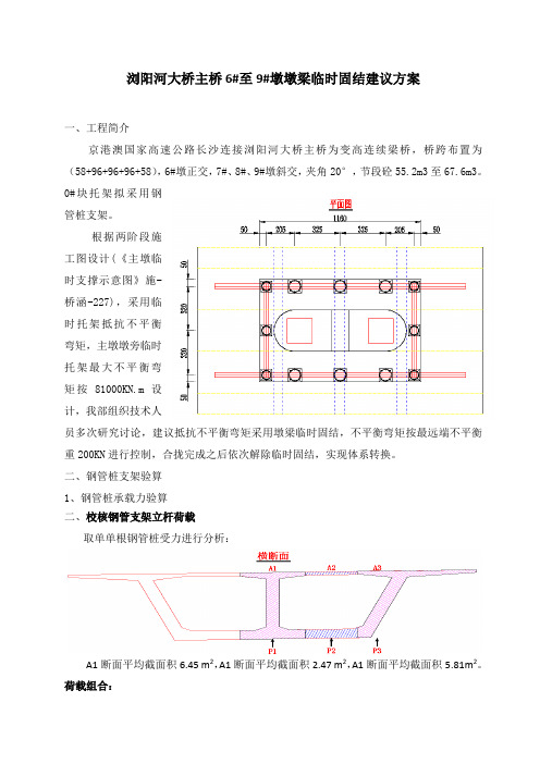 浏阳河大桥主桥6#至9#墩墩梁临时固结建议方案