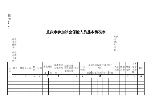 重庆市参加社会保险人员基本情况表