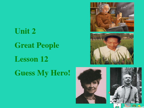 九年级英语上册 Unit 2Lesson 12 Guess my hero!(备课件)