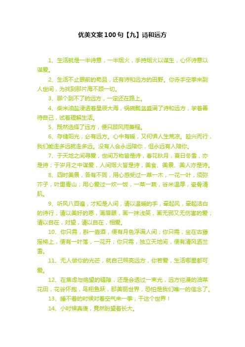 优美文案100句【九】诗和远方