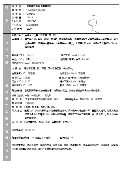 对羟基苯甲醚MSDS