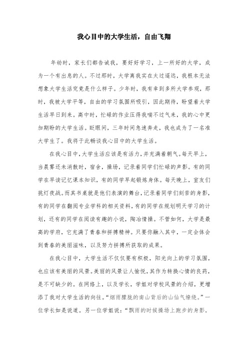 我心目中的大学生活,自由飞翔