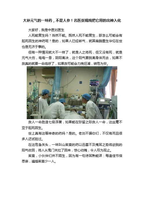 大补元气的一味药，不是人参！名医张锡纯把它用的出神入化