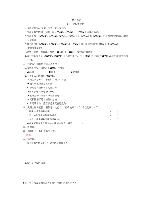 大象版五年级科学下册第五单元