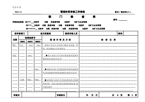 二阶段结合审核检查表(项目管理部)