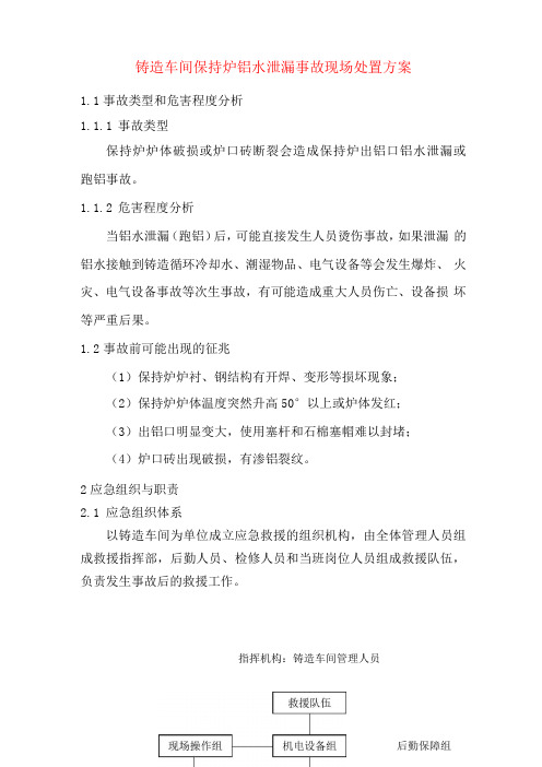 铸造车间保持炉铝水泄漏事故现场处置方案