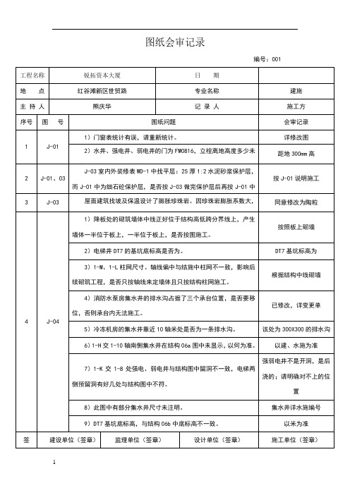 图纸会审记录(整理后)