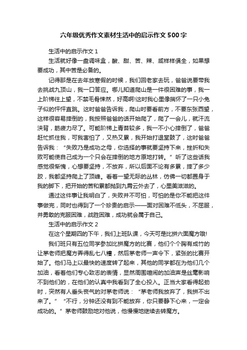 六年级优秀作文素材生活中的启示作文500字