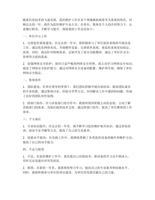 监控维护专业个人工作总结