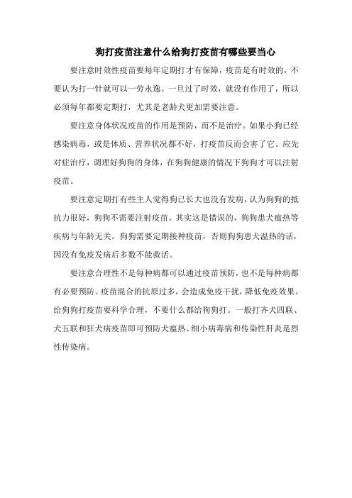 狗打疫苗注意什么给狗打疫苗有哪些要当心