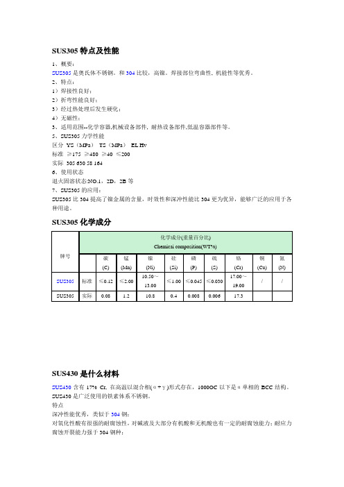 SUS305340特点及性能不锈钢