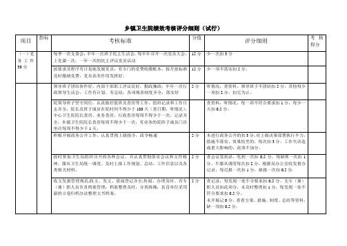 乡镇卫生院绩效考核评分细则方案