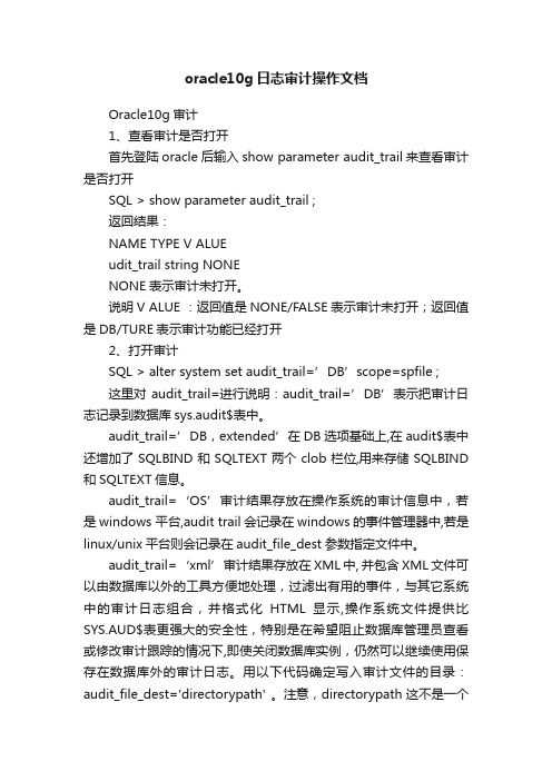 oracle10g日志审计操作文档