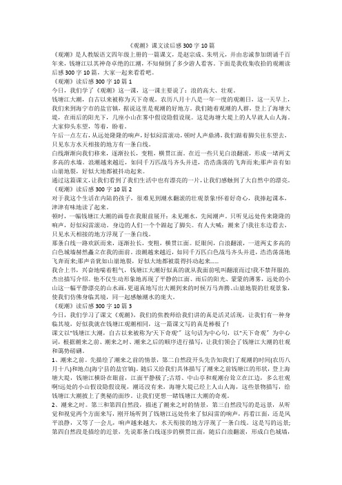 《观潮》课文读后感300字10篇