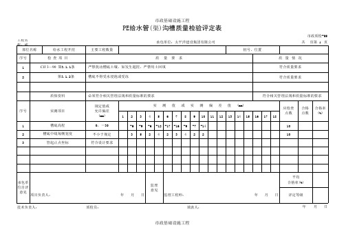 给水管(渠)沟槽质量检验评定表